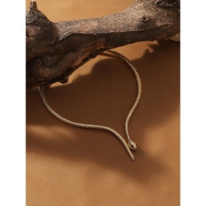 SOHI Women's Antique Gold The Serpent Torque Necklace - 1 of 4