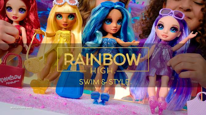 Rainbow High Swim &#38; Style Sunny Yellow 11&#39;&#39; Doll with Shimmery Wrap to Style 10+ Ways, Removable Swimsuit, Sandals, Accessories, 2 of 9, play video