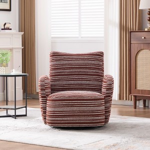 GDFStudio Colette Modern 360° Swivel Striped Pattern Boucle Upholstered Arm Chair - 1 of 4