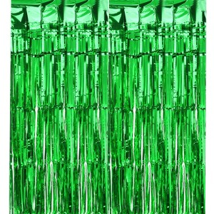 Unique Bargains Wedding Birthday Party Decoration Foil Fringe Backdrop Curtain 2 Pcs - 1 of 4