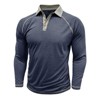 Men's Color Block Long Sleeve Button Polo Shirt Casual Contrast Collar Tee - 2 of 4