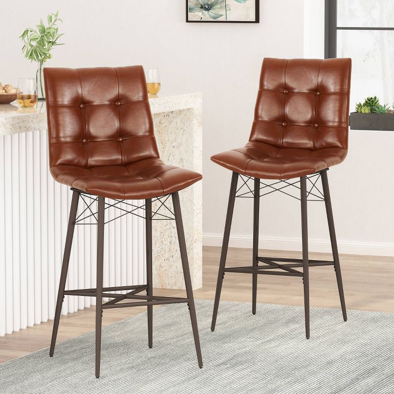 2pc Pineview Contemporary Tufted Counter Height Barstools - Christopher Knight Home, 3 of 12
