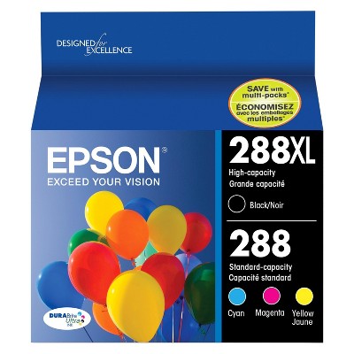 Epson 288XL Black, 288 C/M/Y Combo 4pk Ink Cartridges - Black, Cyan, Magenta, Yellow (T288XL-BCS)