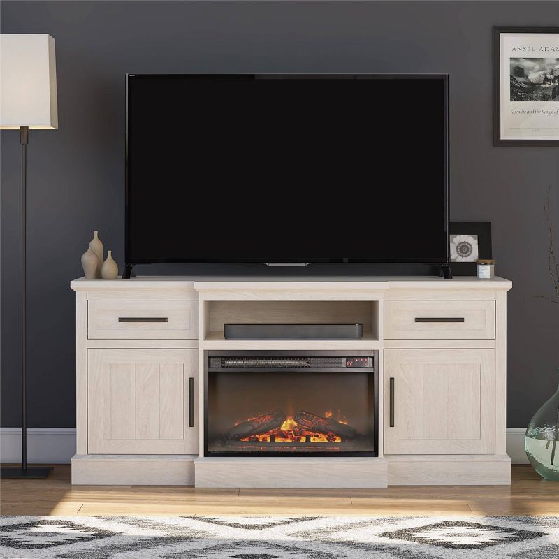 Hannepin TV Stand for TVs up to 65&#34; with Electric Fireplace White Oak - Room &#38; Joy, 2 of 12