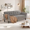 89 Inch Futon Sofa Bed, Modern Chenille Convertible Sleeper Couch with Adjustable Backrest & Armrest, Deep Seat Loveseat - 4 of 4