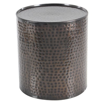 Brown Hammered Metal Round Accent Tables Set of 3