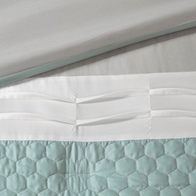 Seafoam and Gray Queen Microfiber 8-Piece Comforter Set
