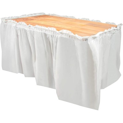 Juvale 6 Pack Ruffled Disposable Plastic Table Skirts for Tables Up to 8 FT, Weddings, Engagement, Birthdays, Baby Showers Party Decorations, White