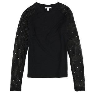 bar III Womens Fishnet Embellished T-Shirt - 1 of 2