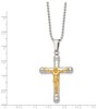 Chisel Stainless Steel Polished Yellow IP-plated Crucifix Pendant on a 22" Ball Chain Necklace - 3 of 4