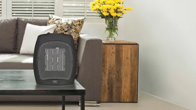 Black Ceramic Electric Portable Space Heater with Thermostat