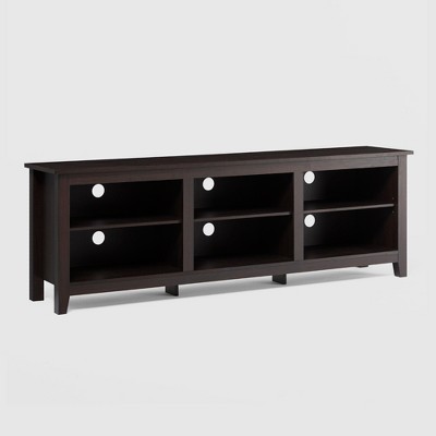 Transitional 6 Cubby Wood Open Storage Wood TV Stand for TVs up to 80"- Saracina Home