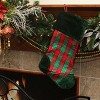 Northlight 19" Christmas Traditions Green, Red and Gold Woven Plaid and Velvet Stocking - 2 of 3