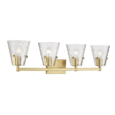 Analia Modern Gold 4-Light Vanity with Textured Glass Shades