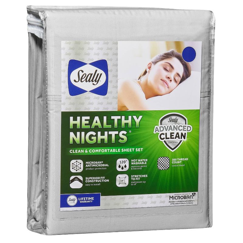Sealy 300 Thread Count Healthy Nights Sheet Set, 1 of 12