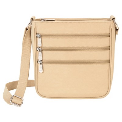 triple zipper crossbody bag