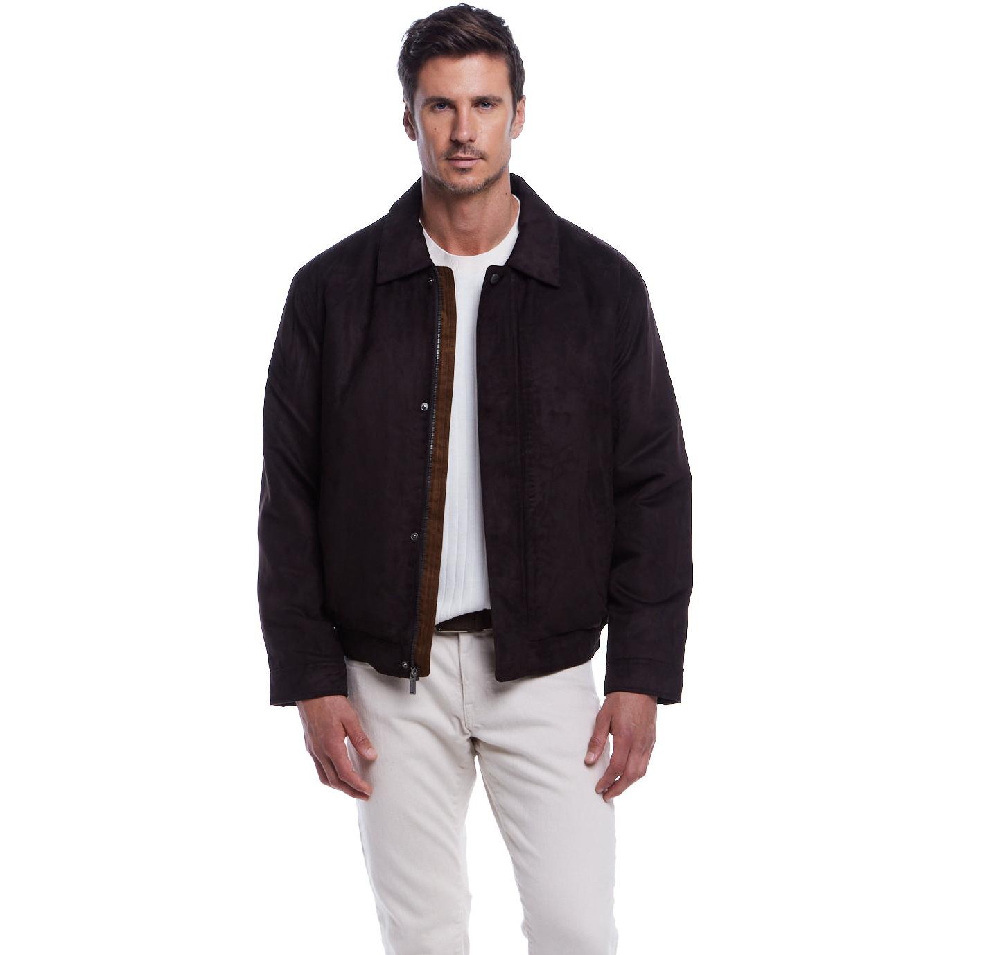 Мужская куртка Weatherproof Chocolate Brown Microsuede Bomber, цвет: Шоколадный — фото 1