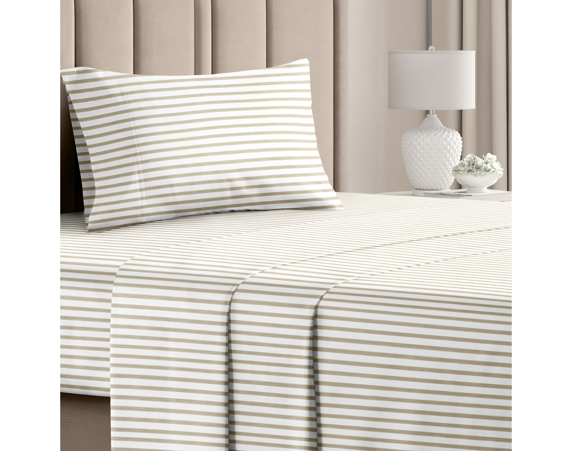 Luxuriously Soft 4-Piece Striped Sheet Set - Wrinkle-Resistant, Printed Pattern - CGK Linens