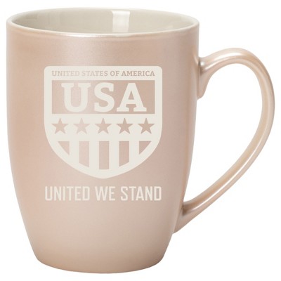 100 North United States of America 10 Ounce White and Precious Pearl Metallic Finish, Comfortably Fits Your Hands, New Bone China Coffee Tea Cup Mug,