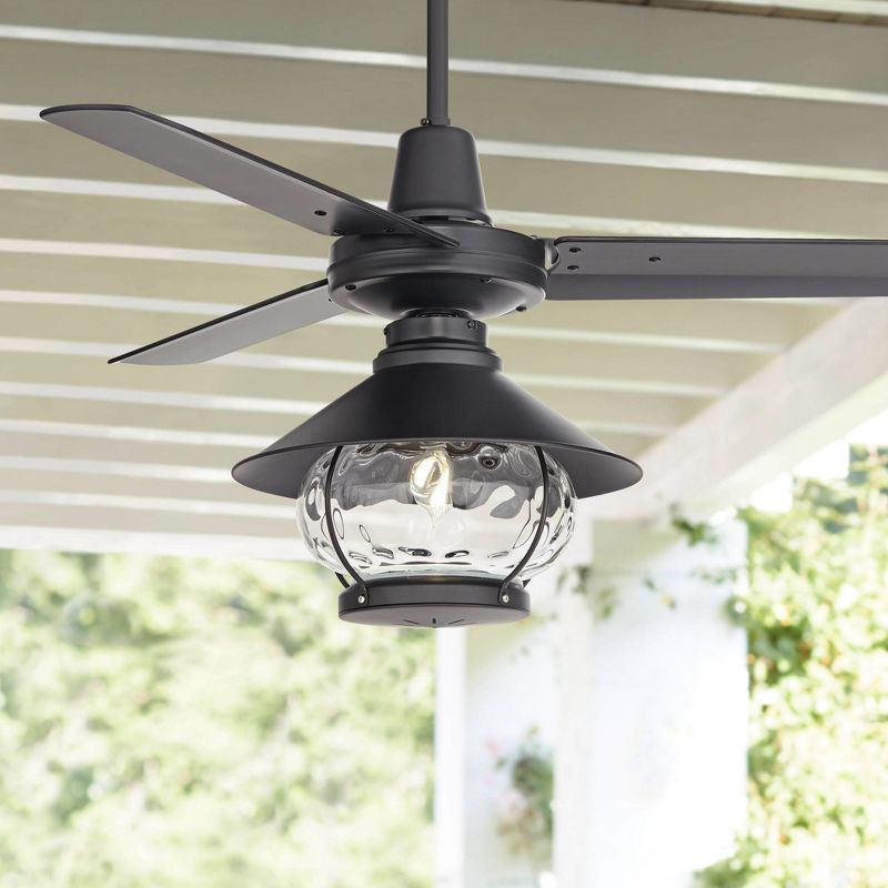 44" Casa Vieja Industrial Indoor Outdoor Ceiling Fan with Light LED Remote Matte Black Damp Rated for Patio Exterior House Porch, 2 of 11