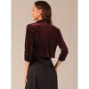 Allegra K Women's Velvet 3/4 Sleeve Open Front Ruffled Hem Back Cropped Cardigan - 3 of 4