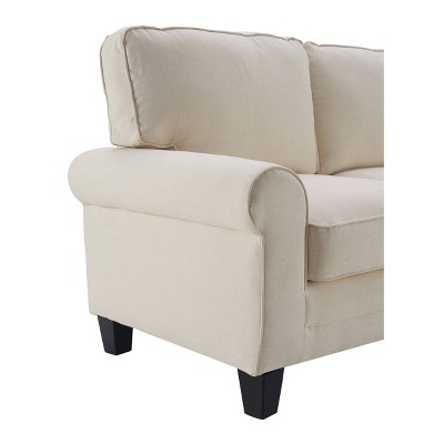 Buttercream Microfiber Rolled Arm Loveseat with Wood Frame