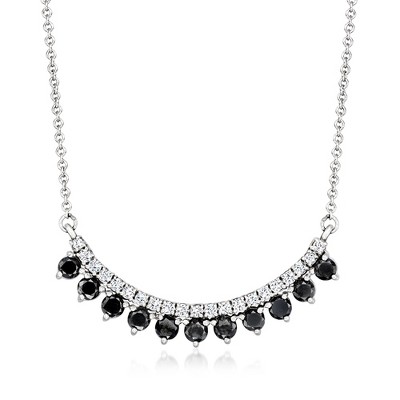 Ross-Simons 1.00 ct. t.w. White and Black Diamond Curved Necklace in Sterling Silver Size 18