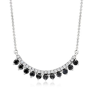 Ross-Simons 1.00 ct. t.w. White and Black Diamond Curved Necklace in Sterling Silver Size 18 - 1 of 4