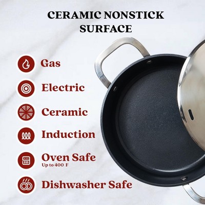 Alva Maestro 9.5" Gray Ceramic Nonstick Sauté Pan with Stainless Steel Lid