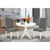 3-Piece Linen White Finish Solid Wood Top - Dining Room Set with High Back - Seats 4 - 2 of 4