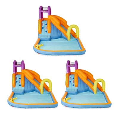 Magic Time International Mega Tornado Twist Inflatable Kids Water Park w/ Slide, Water Cannon, Splash Pool, & Climbing Wall for Ages 5 & Up (3 Pack)