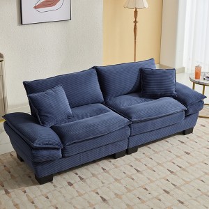 84"W Loveseat Sofa with Pillows, Comfy Corduroy Upholstered Deep Seat Sofa Couch 4B - ModernLuxe - 1 of 4