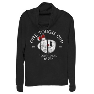 Juniors Womens Cuphead Tough Cup Est. 1930 Cowl Neck Sweatshirt - 1 of 3