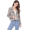 INSPIRE CHIC Women's Zip Up Faux Suede Biker Moto Jacket - 3 of 4