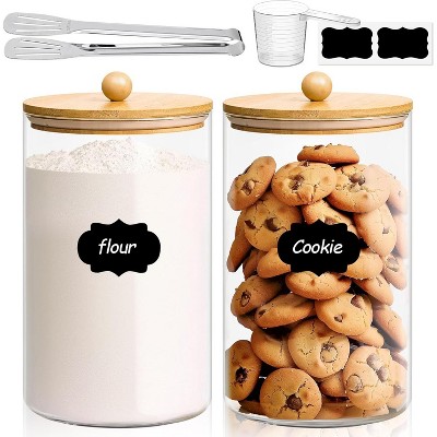 Paaaawaters 1.2 Gallon Wide Mouth Flour Sugar Storage Containers 2 Pcs, 4.6 Qt Glass Storage Containers