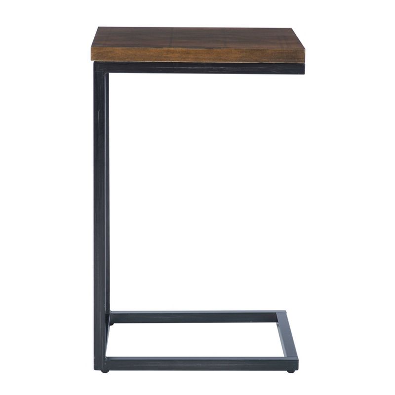 Hamri Traditional C Style Accent Table Walnut Wood and Hand Distressed Black Metal Frame - Powell, 4 of 10