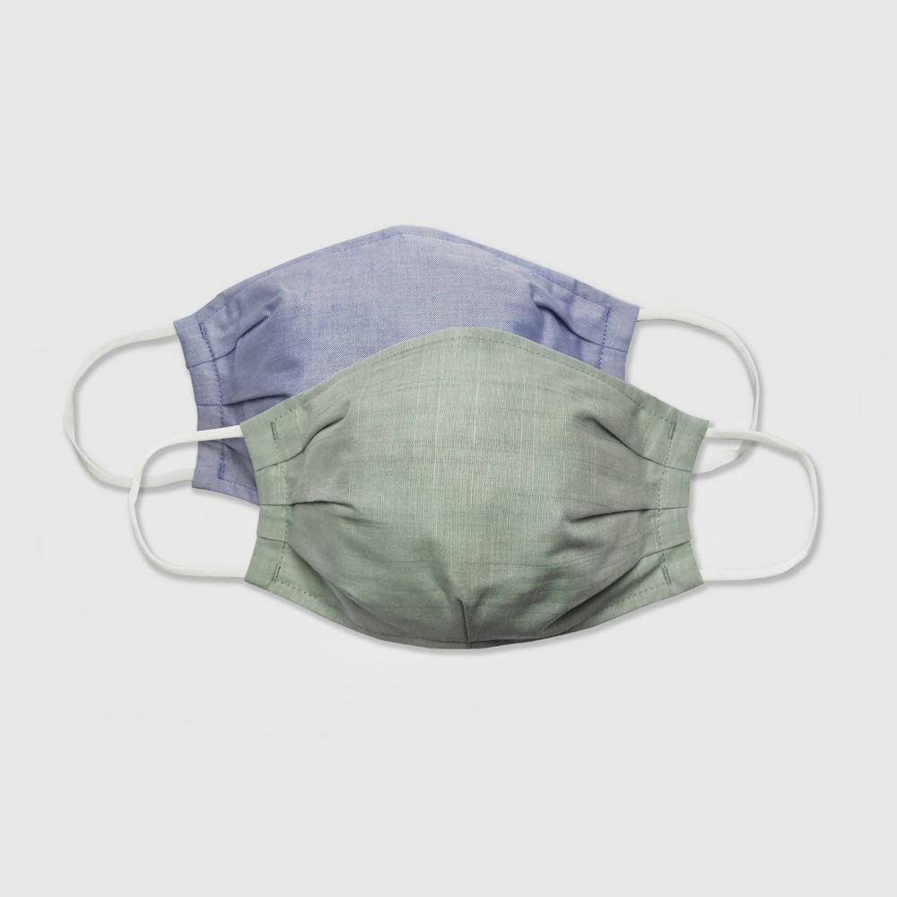Women's 2pk Fabric Face Masks - Universal Thread Mint Solid/Chambray L/XL, Green Solid/Chambray