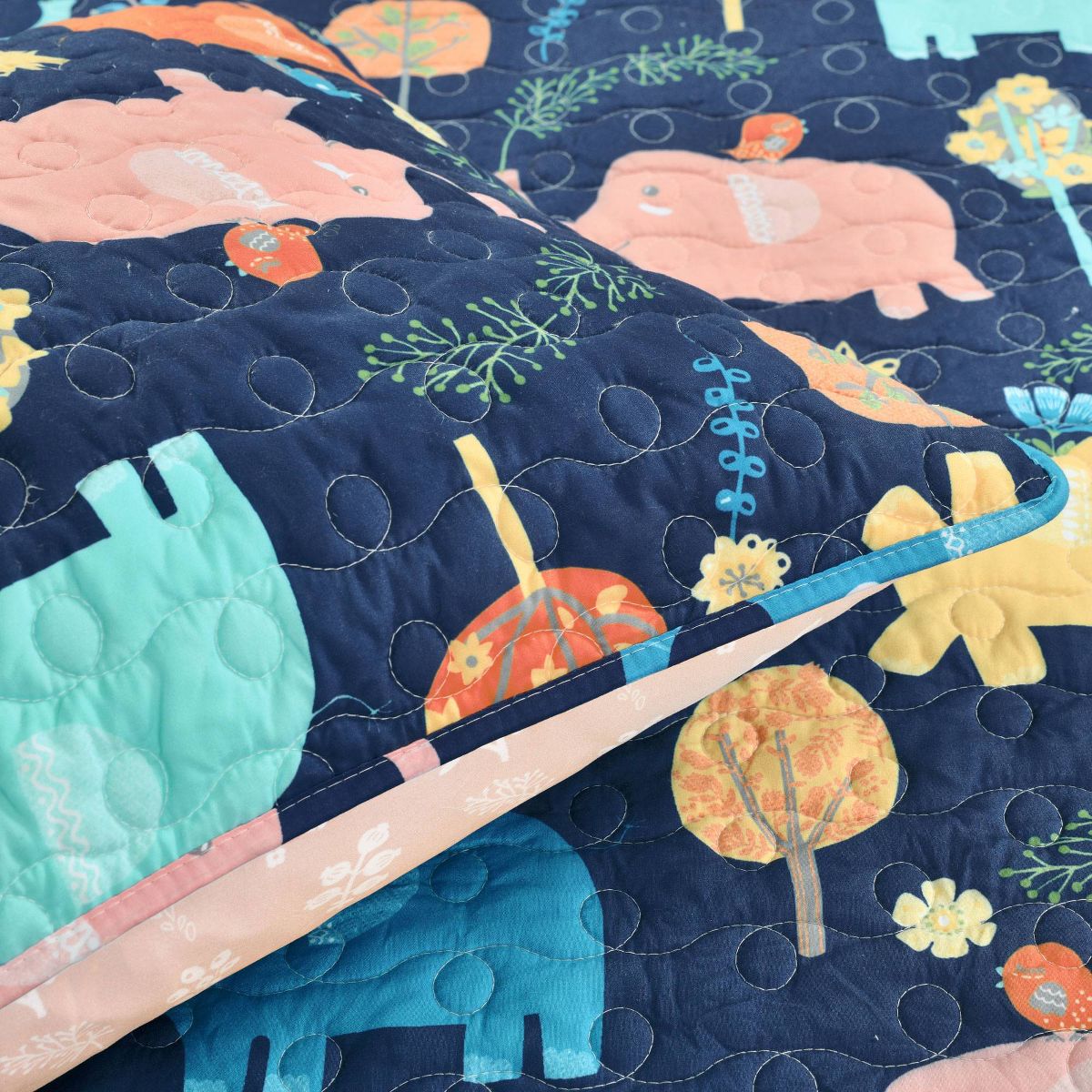 Kids' Hygge Elephant Quilt Set Navy Blue - Lush Décor - thumbnail 6