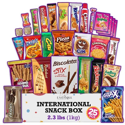 Eastanbul International Snack Box, 25 Full-Size Foreign Snack Box, 2.7lb