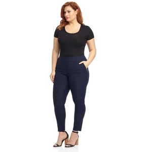 Rekucci Curvy Woman Ease into Comfort Skinny Pants with Tummy Control | Pull-On Stretch Work Pants - 1 of 3