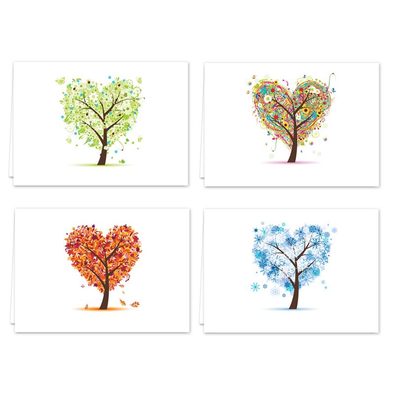 24ct Heart Tree Print Note Cards, 1 of 2