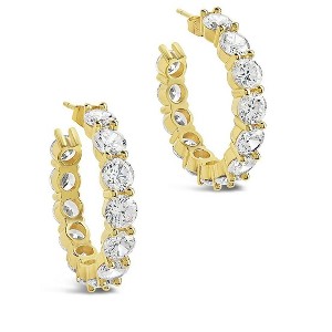 SHINE by Sterling Forever CZ Celebration Stud Hoop Earrings - 1 of 3