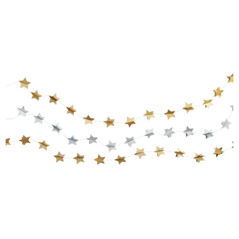 3ct Gold & Silver Star Garland - Spritz&#8482;, 1 of 5