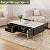 Faux Marble Coffee Table, Rectangle Fluted Cocktail Table with 4 Drawers, 4 Glass Doors, Modern Center Table with Metal Legs for Living Room, Bedroom - 4 of 4