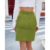 Women's Corduroy High Waist Short Skirt - Trendy Fall Skirt with Elastic Waist & Patch Pockets Olive Green - 2 of 4