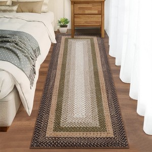 Indoor Modern Machine Washable Geometric Bordered Area Rugs - Soft Non Slip Floor Carpet for Home Office - 1 of 4