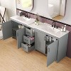 KWPZQEB 84" Bathroom Vanity with 2 Ceramic Sink, Freestanding Vanity Cabinet with 3 Drawers & Adjustable Shelves, Large Double Bath Vanity Sink Combo - 4 of 4