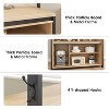 Kitchen Island Table with Sliding Barn Door Storage, Coffee Bar, Multi Functional Bakers Rack with Hooks, Adjustable Shelves - 3 of 4