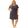 Agnes Orinda Women's Plus Size Floral Short Sleeve Round Neck Soft Nightgowns - 3 of 4