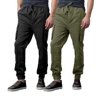 Galaxy By Harvic Men's Slim Fit Cotton Stretch Twill Cargo Joggers-2 Pack